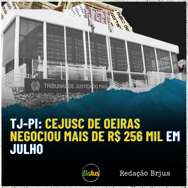 TJ-PI: Cejusc de Oeiras negociou mais de R$ 256 mil em julho