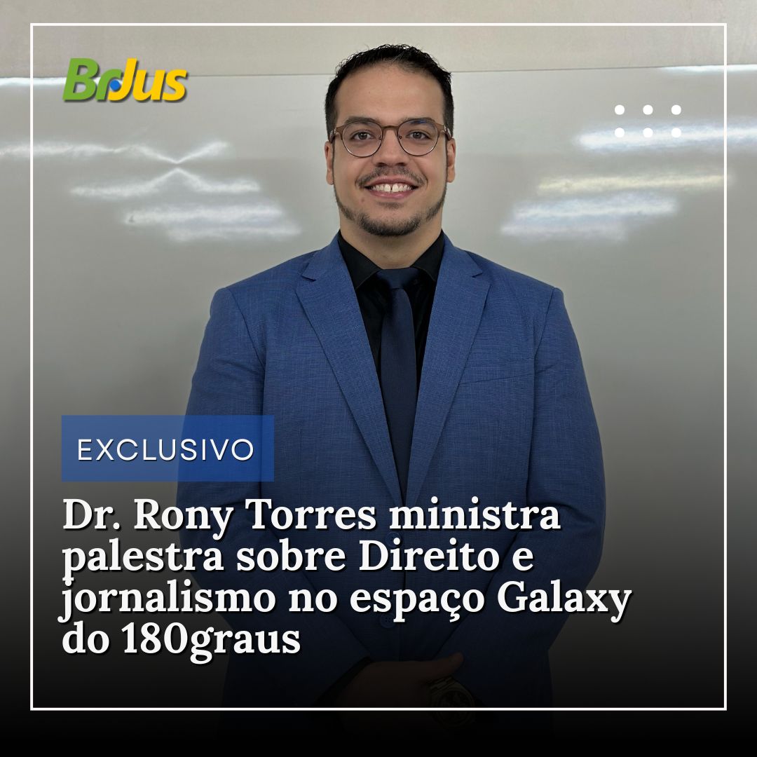 Dr. Rony Torres ministra palestra sobre Direito e jornalismo no auditório do Instituto Galaxy